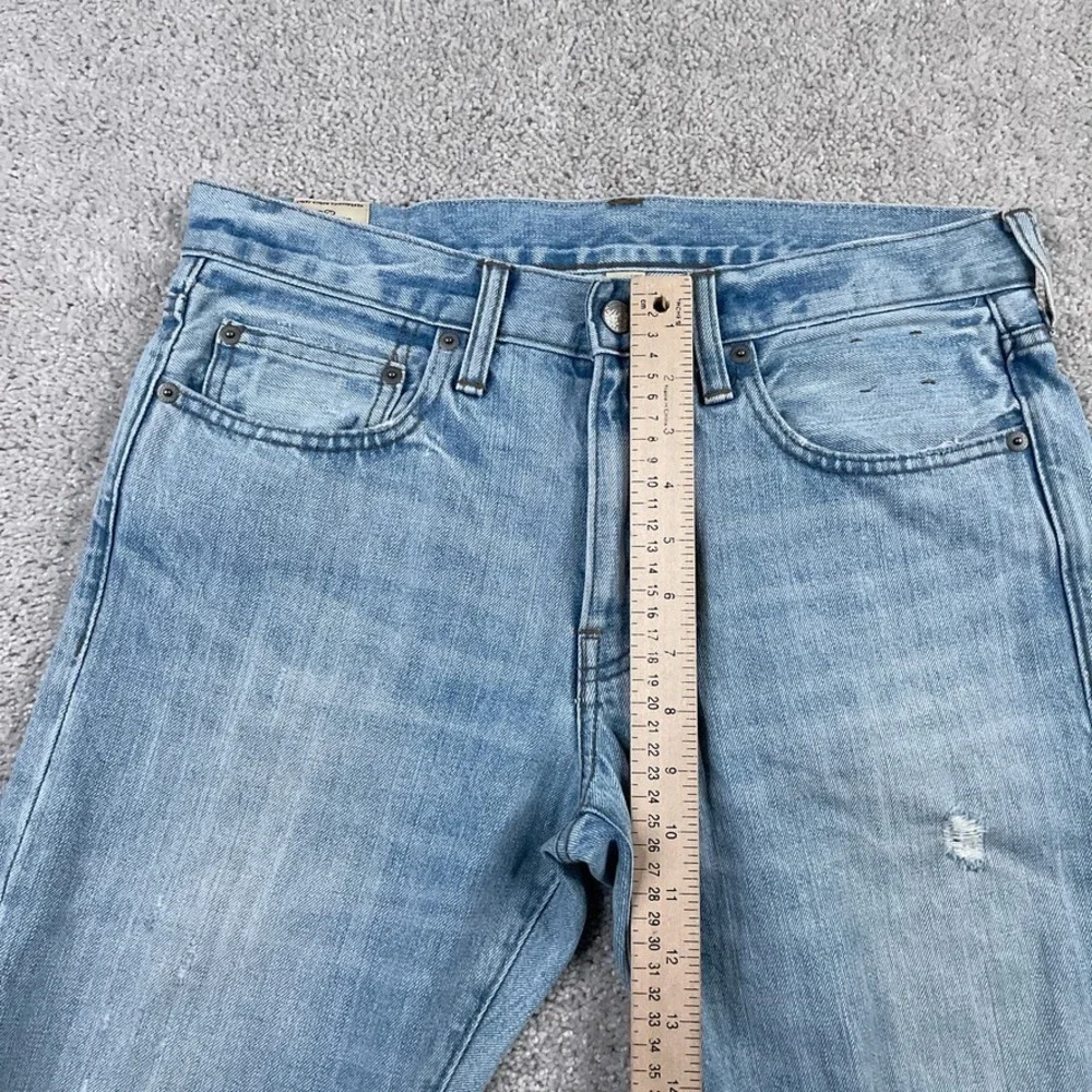 J Crew Mens Jeans 30x32 Blue 484 Slim Fit Kaihara Japanese Denim Ripped Distress